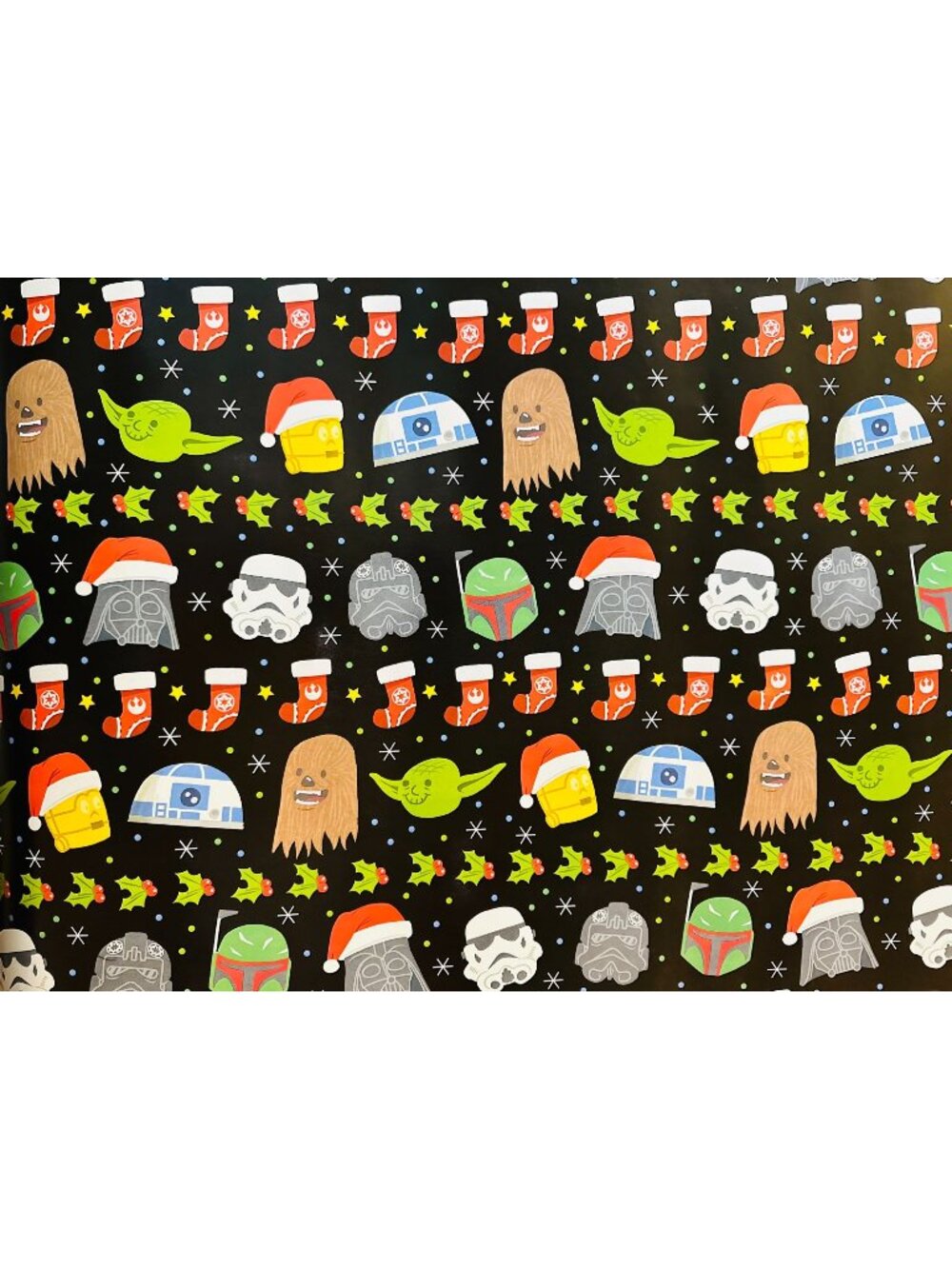 Hallmark Christmas Wrapping Paper Star Wars Faces Black 70 sq ft Jumbo Roll
